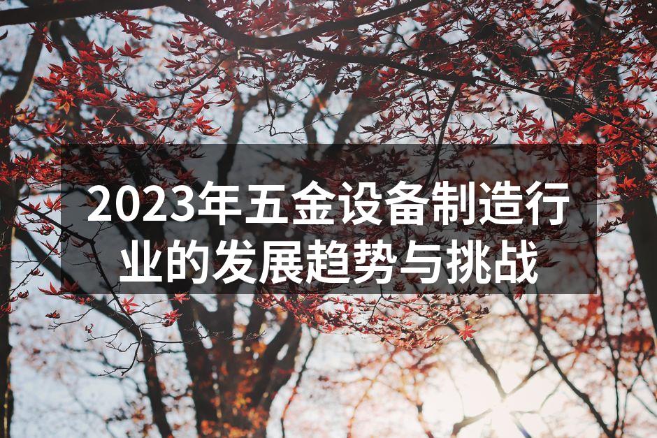 2023年五金设备制造行业的发展趋势与挑战